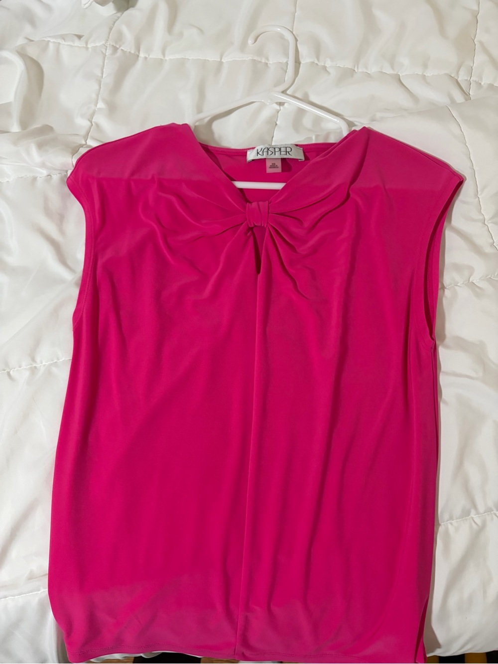 Kasper Bright Fuchsia Knot-Front Sleeveless Blouse